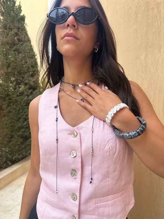 Black x white bracelets set