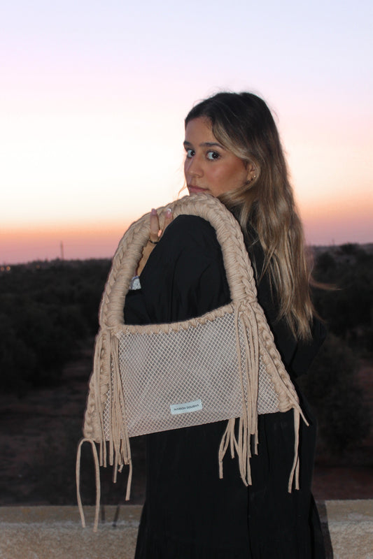 Beige mesh bag
