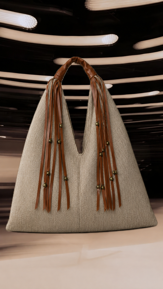 Brown Large Hobo Zigzag Bag