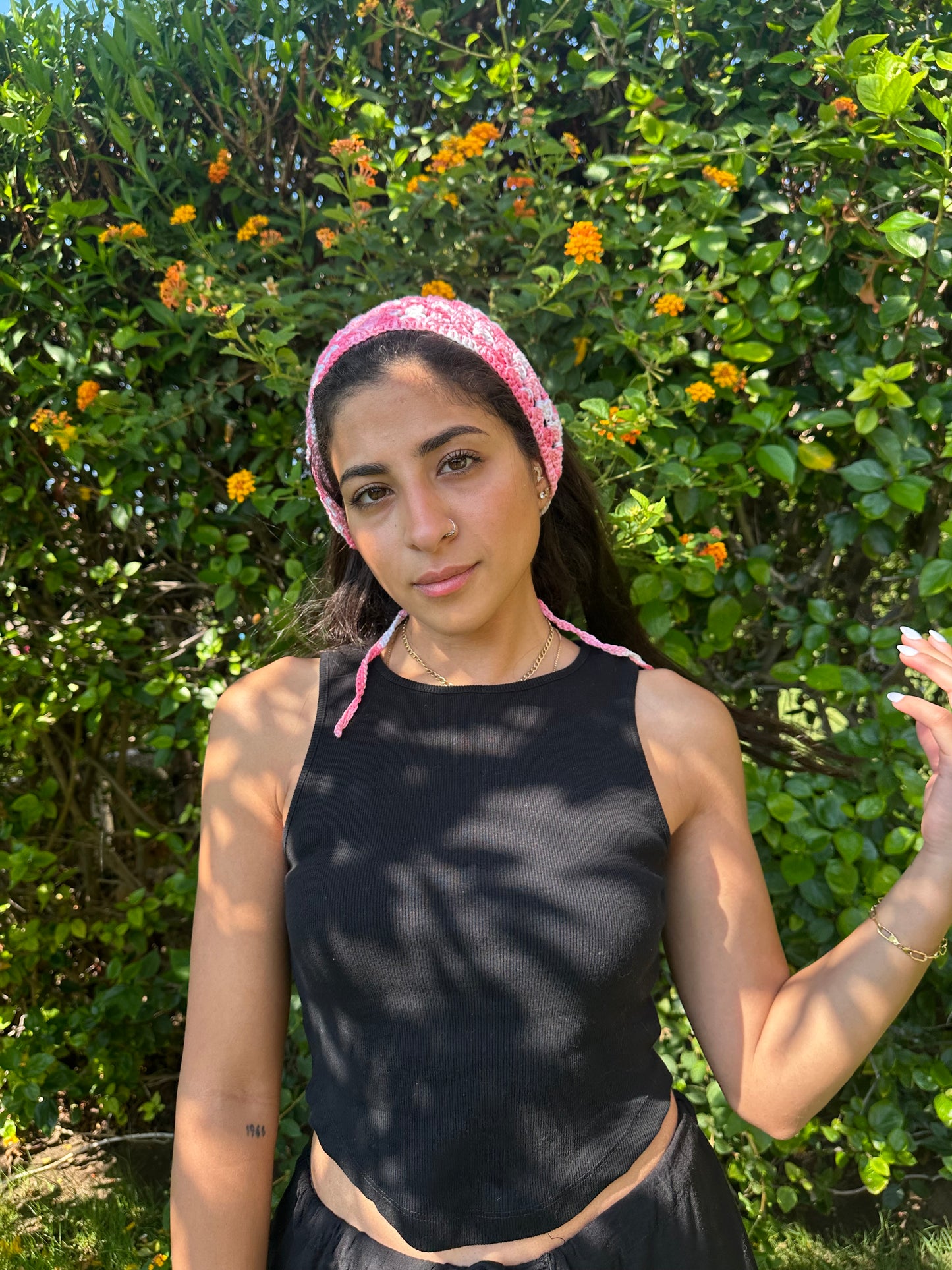 Pink sorbet Crochet Bandana