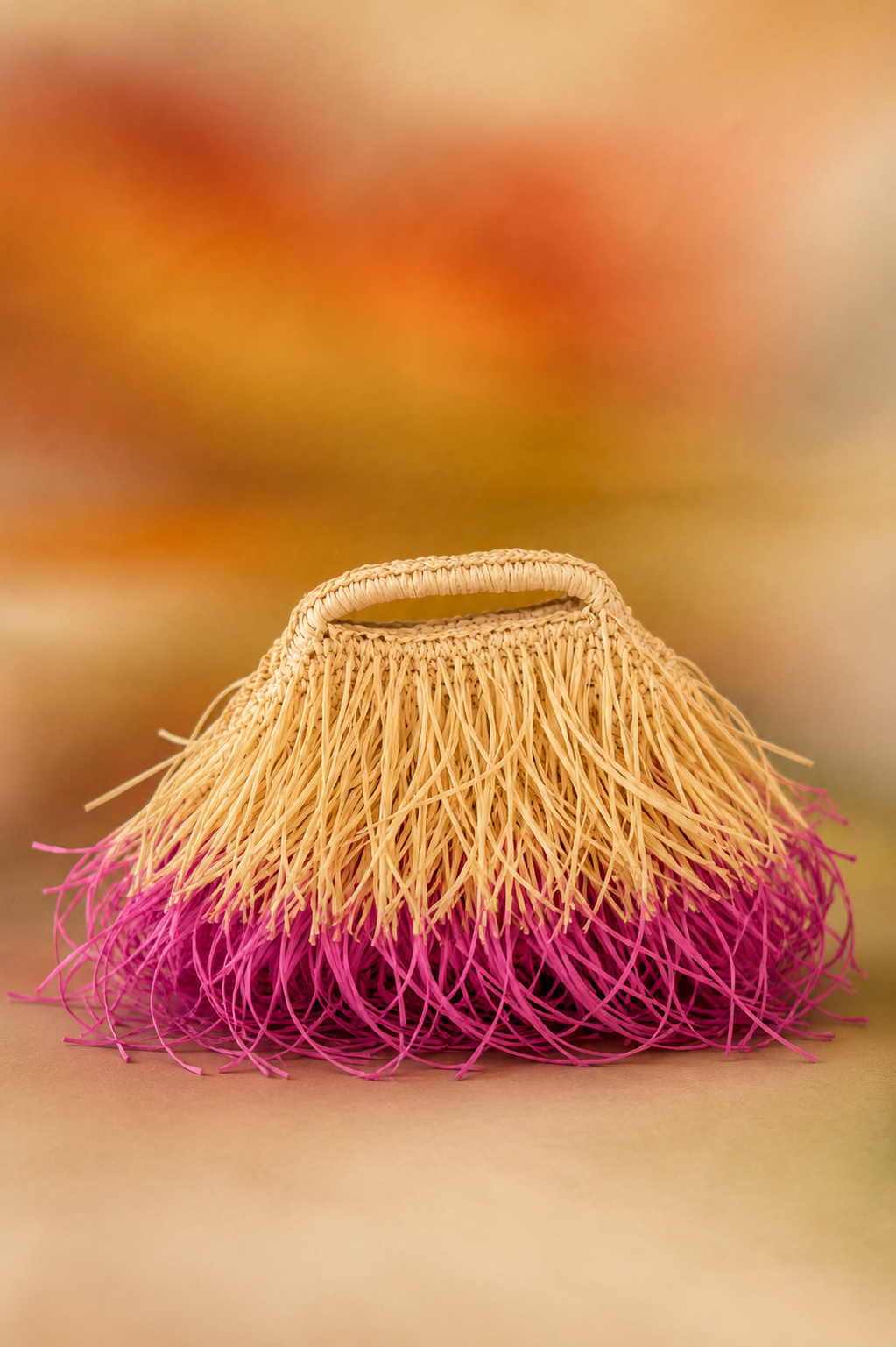 Isla Raffia Clutch in Sunset Sorbet