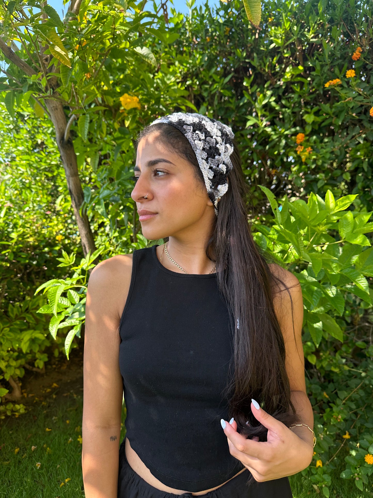B&W Crochet Bandana