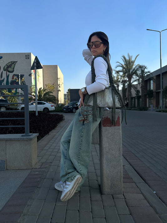 Stitched Olive Green Bag