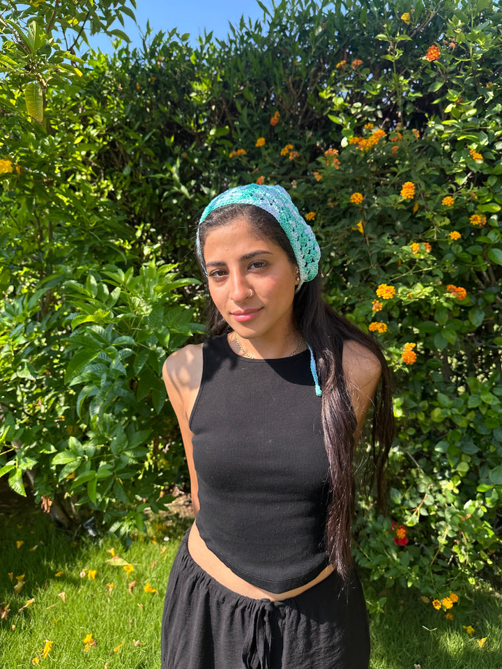 Turquoise Crochet Bandana