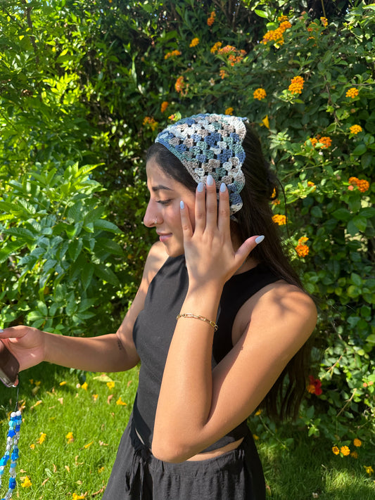 Blue Haze Crochet Bandana