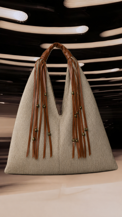 Brown Large Hobo Zigzag Bag