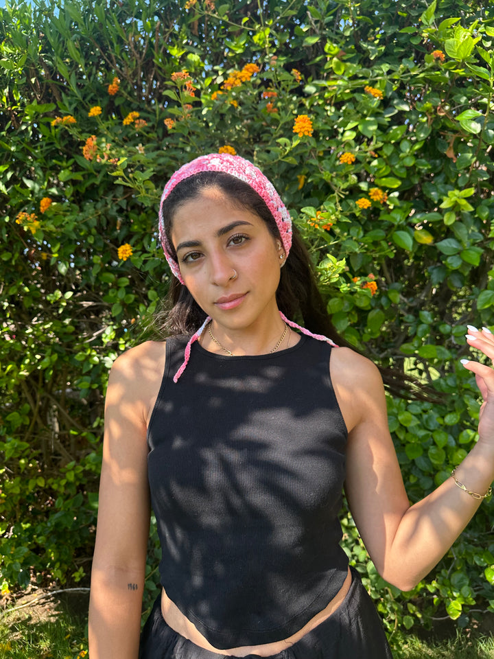 Pink sorbet Crochet Bandana