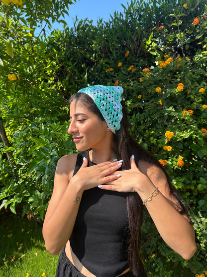 Turquoise Crochet Bandana