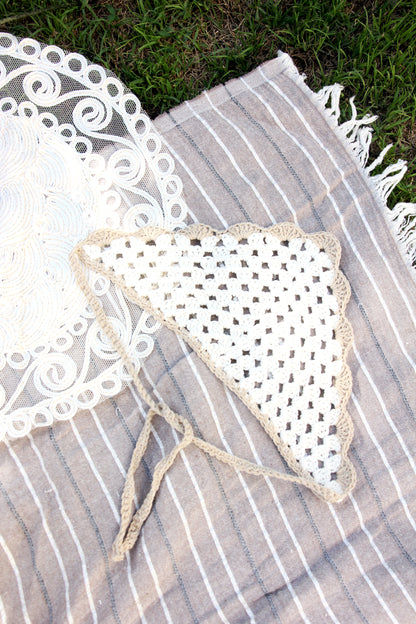 Off white & Beige Crochet Bandana