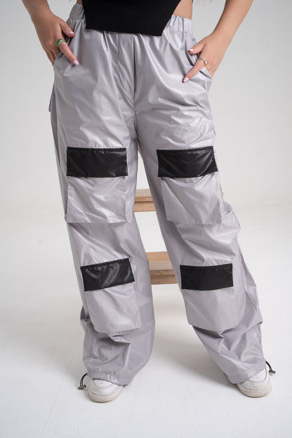 Silver Parachute Pants