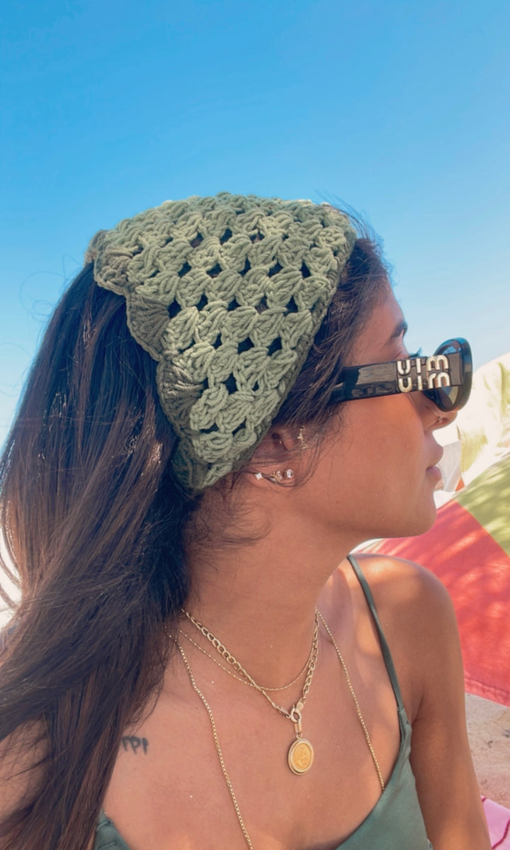 Green Crochet Bandana