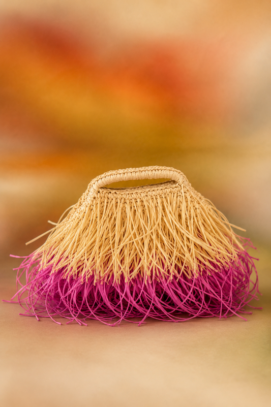 Isla Raffia Clutch in Sunset Sorbet