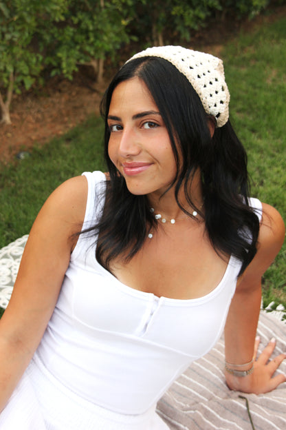 Off white & Beige Crochet Bandana