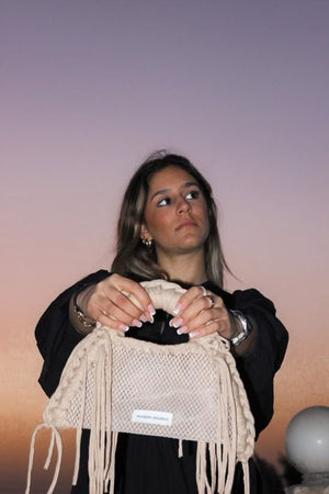 Beige mesh bag
